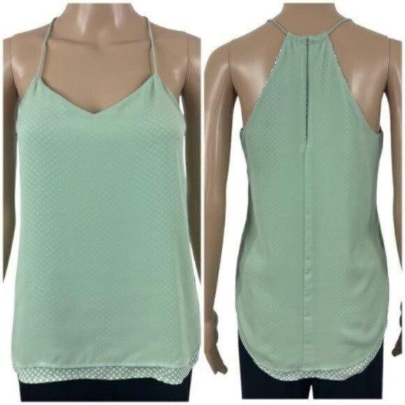 EXPRESS NWT Sleeveless layered blouse polka dots under solid size XS - Picture 1 of 9